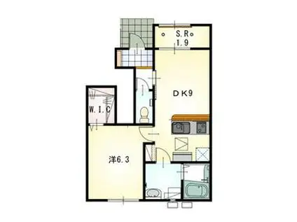 LUTOS新居(1LDK/1階)の間取り写真