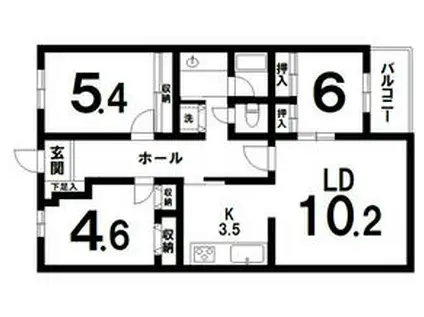 パティオ北新宿(3LDK/3階)の間取り写真