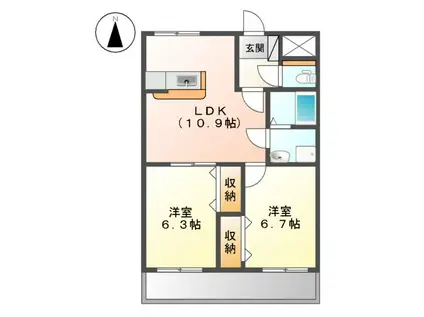 リトルフォレストⅡ(2LDK/1階)の間取り写真