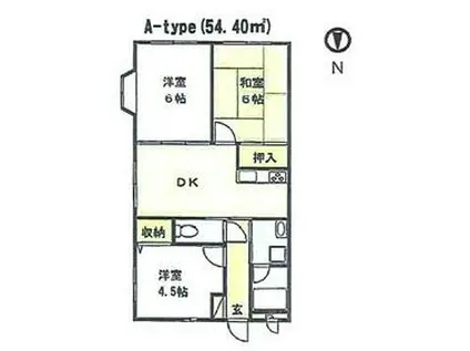 クレインⅡビル(3DK/2階)の間取り写真
