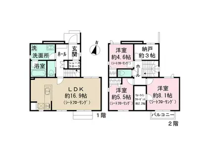 横須賀線 鎌倉駅 徒歩18分 2階建 新築(3SLDK)の間取り写真
