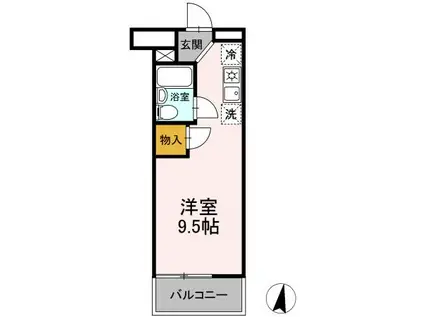 ヴィラ武蔵野(ワンルーム/2階)の間取り写真