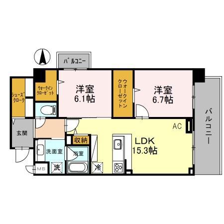 クレッシェンドⅤ(2LDK/3階)の間取り写真