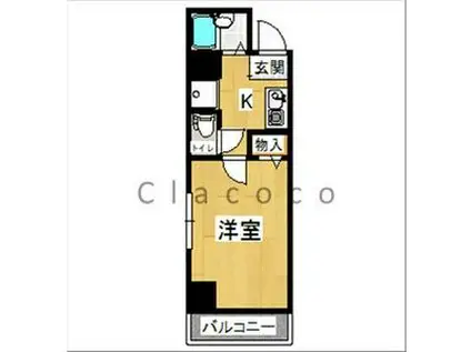 ランドパレス宇都宮平成通(1K/6階)の間取り写真