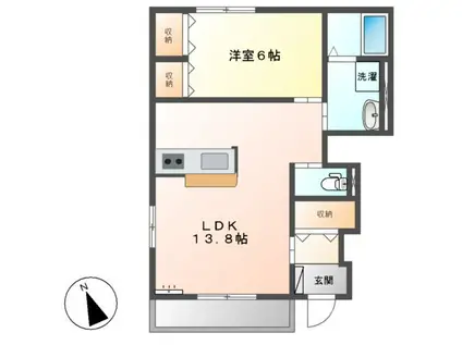 ラ・パッセ・デラ・メンテ(1LDK/1階)の間取り写真