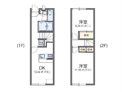 レオパレスピアチェーレ(2DK/1階)の間取り写真