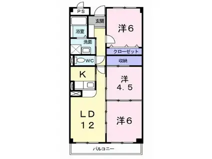 ヴィルヌーブ箕面(3LDK/3階)の間取り写真