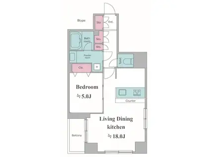 カージェ文京千石(1LDK/2階)の間取り写真