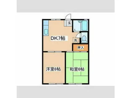 ベルメゾン高ヶ坂(2DK/1階)の間取り写真