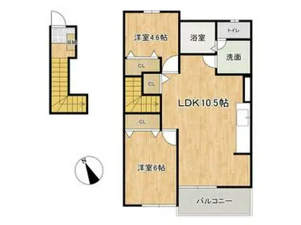 リゾートハイム(2LDK/2階)の間取り写真