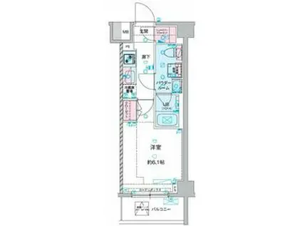 GENOVIA谷塚(1K/1階)の間取り写真