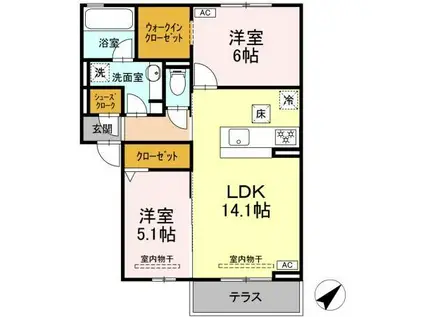 D-ROOM長沼1丁目(2LDK/1階)の間取り写真