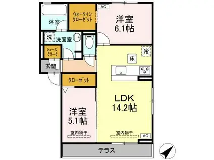 D-ROOM長沼1丁目(2LDK/1階)の間取り写真