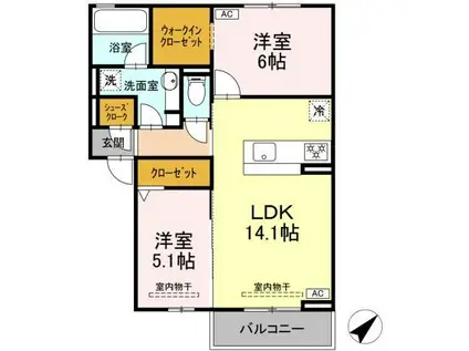 D-ROOM長沼1丁目(2LDK/2階)の間取り写真