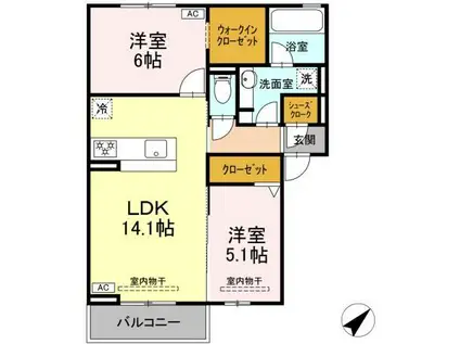 D-ROOM長沼1丁目(2LDK/2階)の間取り写真