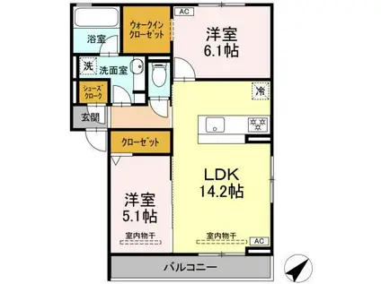 D-ROOM長沼1丁目(2LDK/2階)の間取り写真