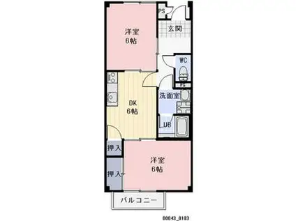 SURPLUS ベーリアス(2DK/2階)の間取り写真