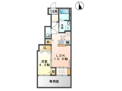 ソランジュ(1LDK/1階)の間取り写真