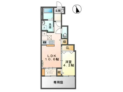 ソランジュ(1LDK/1階)の間取り写真