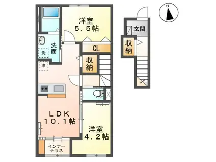 ソランジュ(2LDK/2階)の間取り写真