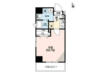 プレール・ドゥーク浅草2(1K/6階)の間取り写真