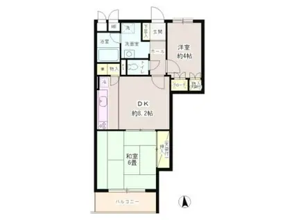 百花園パークファミリア(2DK/5階)の間取り写真