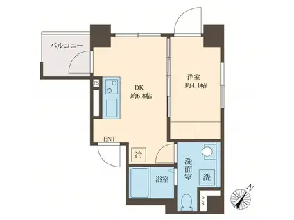 スフィア日本橋富沢町(1DK/4階)の間取り写真