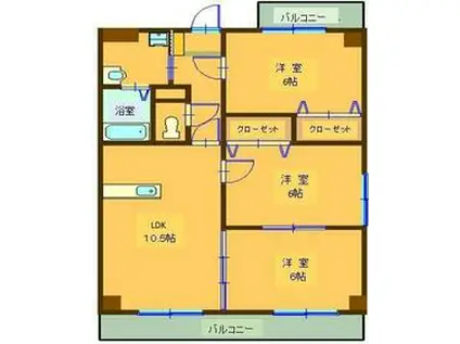 アムール・松倉(3LDK/1階)の間取り写真
