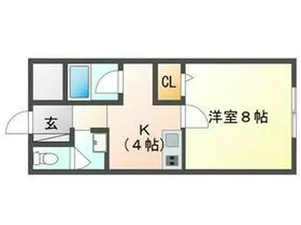 フェニックス豊中(1K/4階)の間取り写真