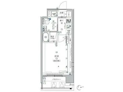 クレイシア芝浦ウォーターフロント(1K/2階)の間取り写真