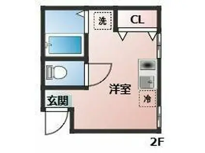 ステップ岩瀬(ワンルーム/2階)の間取り写真