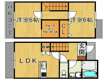 COCO FLORA土井1(2SLDK/1階)の間取り写真