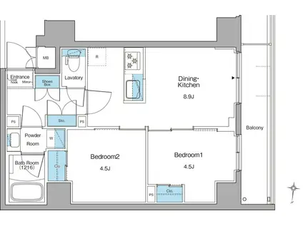 ルフォンリヴェント清澄白河(2DK/2階)の間取り写真