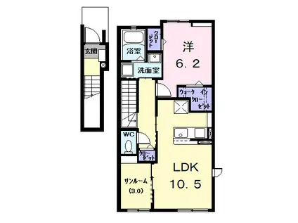 エルディーアールB(1LDK/2階)の間取り写真