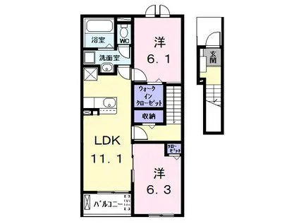 エルディーアールA(2LDK/2階)の間取り写真