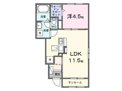 フェリオ—ネ(1LDK/1階)の間取り写真