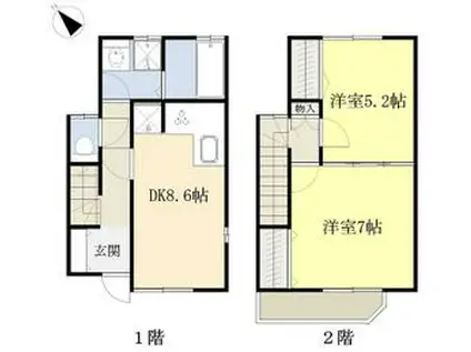 フットヒルズ本牧(2DK)の間取り写真