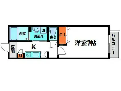 ALEGRIA藤田町イースト(1K/3階)の間取り写真