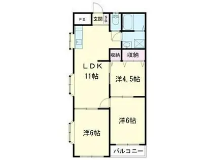 コーポ大堀(3LDK/1階)の間取り写真