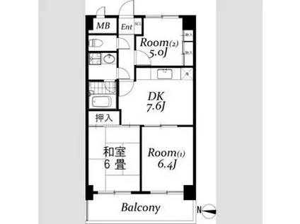 パピルス(3DK/3階)の間取り写真