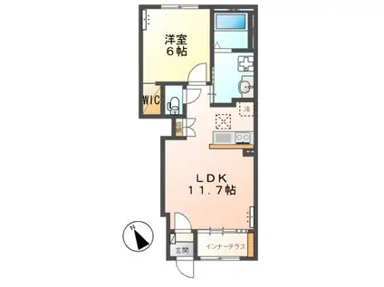グラティテュード. M Ⅰ(1LDK/1階)の間取り写真