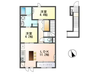 エスペランサ(2LDK/2階)の間取り写真