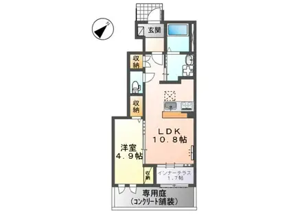東海道本線 静岡駅 バス乗車時間:15分 中村町上バス停で下車 徒歩4分 2階建 新築(1LDK/1階)の間取り写真