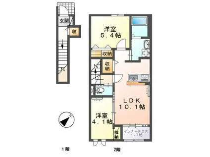 東海道本線 静岡駅 バス乗車時間:15分 中村町上バス停で下車 徒歩4分 2階建 新築(2LDK/2階)の間取り写真
