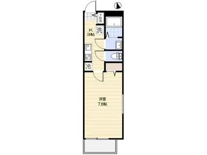 国分寺市東恋ヶ窪2丁目共同(1K/2階)の間取り写真