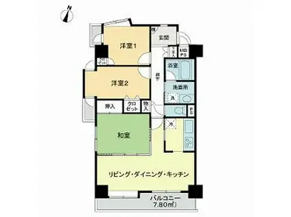 ライオンズマンション朝霞本町(3LDK/3階)の間取り写真