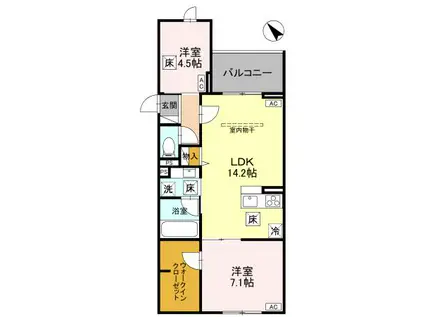 D-ROOM美園2丁目PJ(2LDK/1階)の間取り写真