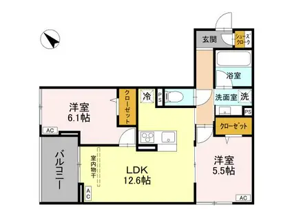 D-ROOM美園2丁目PJ(2LDK/3階)の間取り写真