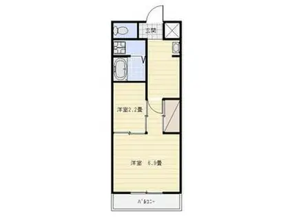 ゴールドサークル小松Ⅱ(1SK/2階)の間取り写真