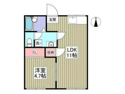 ハイム立野(1LDK/1階)の間取り写真